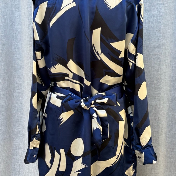 Lauren Ralph Lauren blue white long sleeve shirt dress - Picture 5 of 13